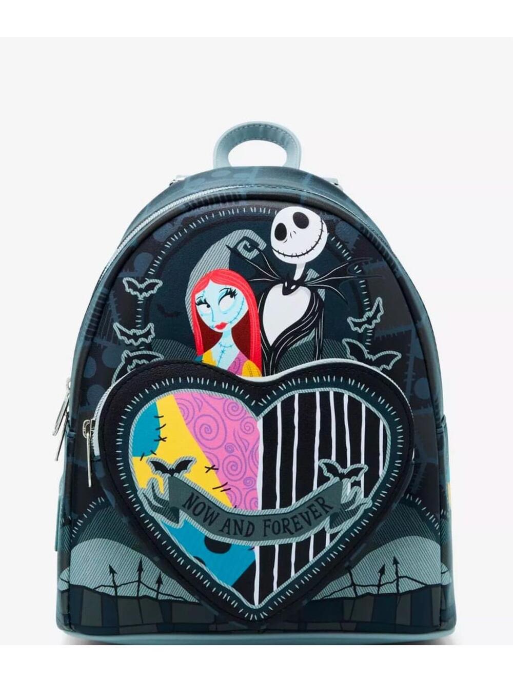 Loungefly The Nightmare Before Christmas Jack & Sally Split Heart Mini Backpack
